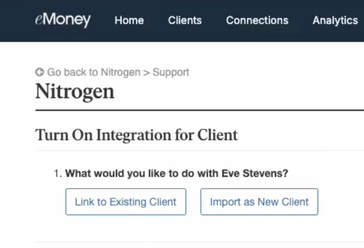 Import Clients from Nitrogen into eMoney