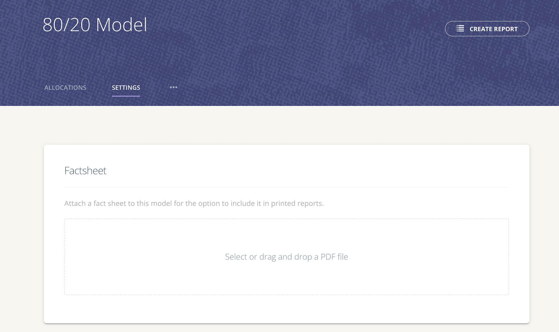 Attach Model Fact Sheets to Reports