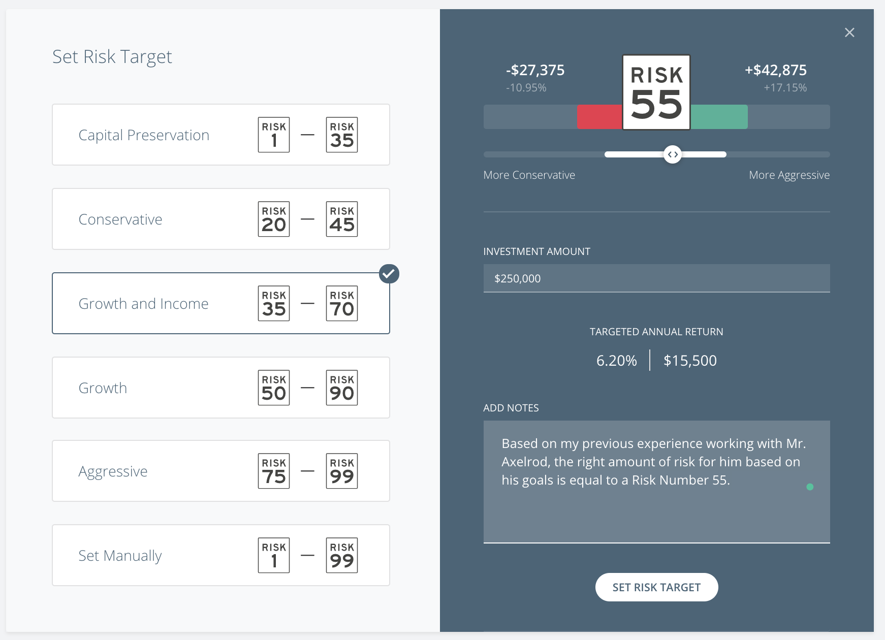 Create a Risk Target