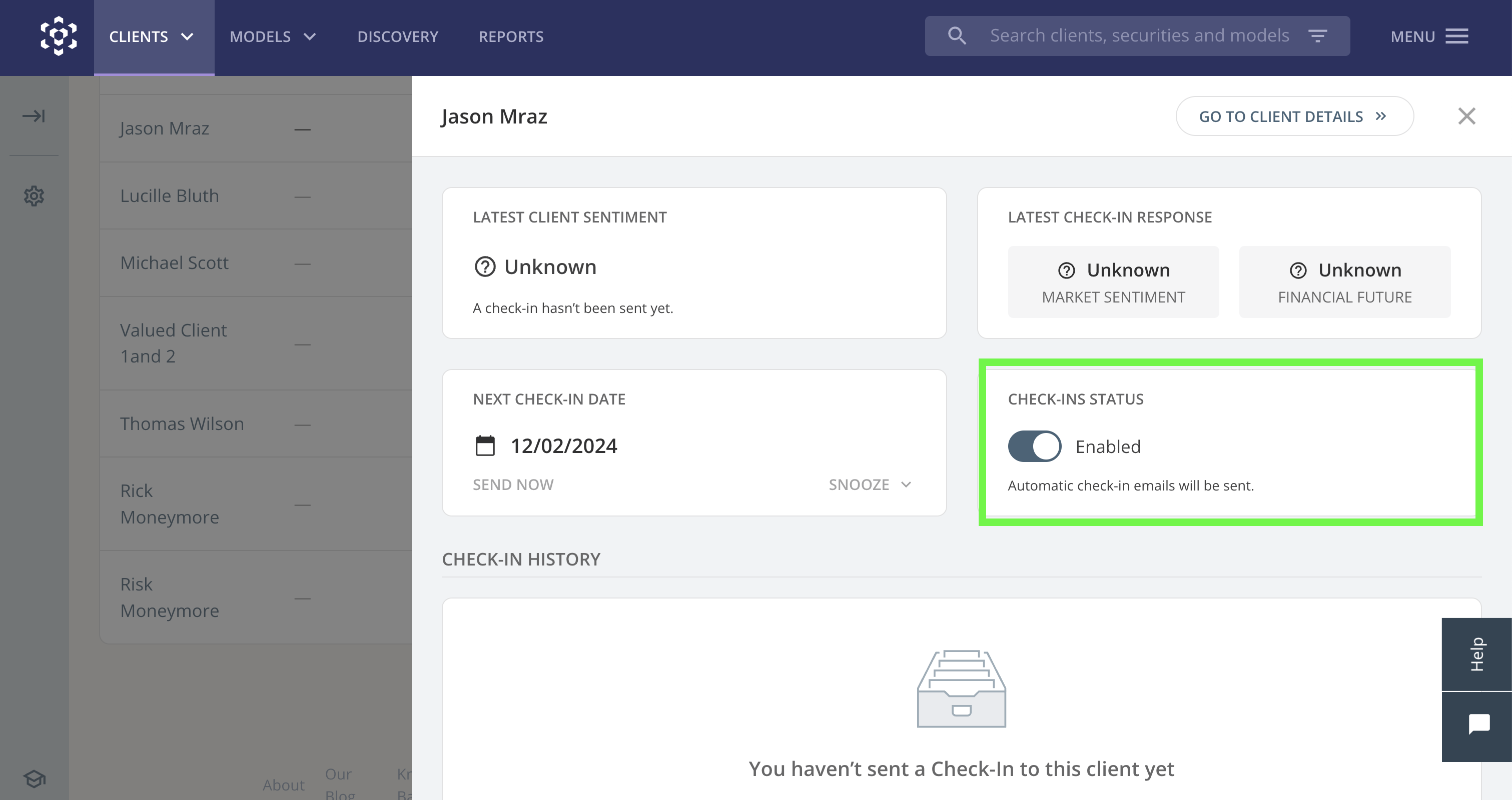 Enable and Manage Clients for Check-ins