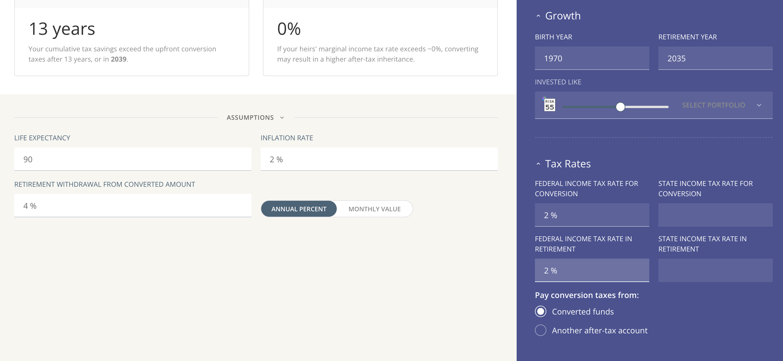 Run the Roth Conversion Calculator